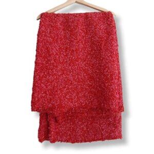 IKEA Stockholm Fuzzy & Soft Mohair Wool Blend Blanket Red & Pink